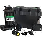WAYNE 12 Volt Battery Backup Sump Pump Coated Steel ESP25n | 2,700 GPH Submersible Reed Float Switch Automatic Water Removal Basement Flood Protection 2-Yr Warranty