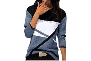 hlysgo Ladies Tops and Blouses, Womens Long Sleeve Color Block Shirts Casual Crew Neck Pullover Top 2024 Fall Outfits