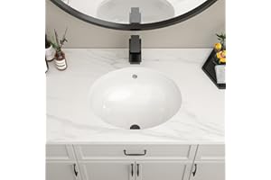 Lofeyo 20x16 Inch Undermount Oval Bathroom Sink, White Porcelain Ceramic Under Counter Sink for Bathroom Vanity, Small Bathro