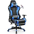 GTRACING Gaming Chair with Footrest and Bluetooth Speakers Music Video Game Chair Heavy Duty Ergonomic Computer Office Desk Chair (Blue)