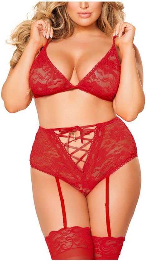 Women Plus Size Lace Lingerie Bralette Set, Sexy Lingerie for Women for Sex Play