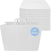 Reli. Paper Shopping Bags, White | 60 Pcs | Large 16x6x12" | Kraft White Paper Bags with Handles | Heavy Duty, Large | Shopping, Take Out/To Go, Retail, Restaurant