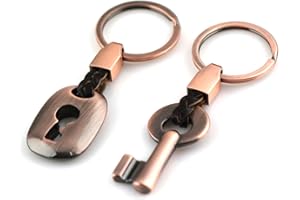 maycom Creative Fashion Leather Couple Keychain Key Chain Ring Keyring Key Fob Key & Lock 83513-2(Copper)