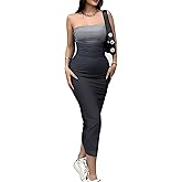 ABMOIU Women's Summer Strapless Maxi Dress Sexy Printed Tube Top Ruched Bodycon Long Party Club Dresses