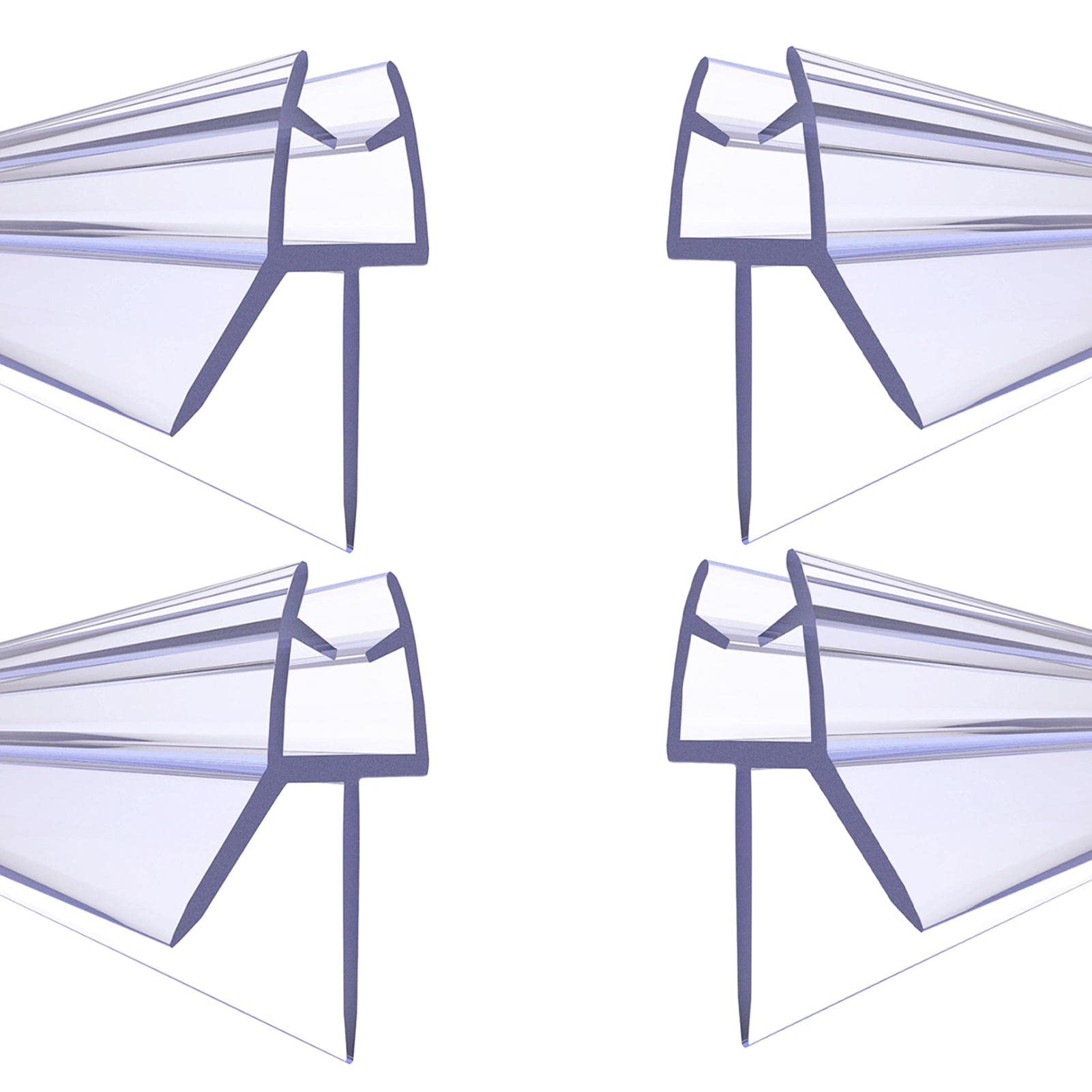 Hahhhha Clear PVC Shower Door Seal Strip - 4-Pack Glass Screen Seal for 4-6mm Bath Door - 30cm Length