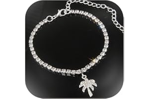 ALRNBY Heart Ankle Bracelet for Women Layered Anklets Stretchy Elastic Beaded Anklets Black/White/Blue Beaded Anklets Boho Tr