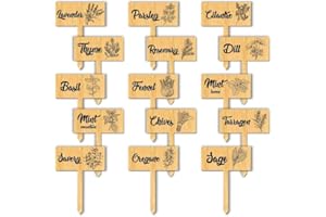 arricraft 15 Pcs Plant Labels, Wooden Herb Markers Herb T Type Tags Garden Labels with Printed Herb Name Wood Garden Stakes for Indoor and Outdoor Potted Seed Herbs Unique Funny Gifts