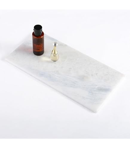 Cruiser’s Caché 12" Rectangular Marble Tray - White Calacatta Marble, For Vanity, Kitchen, Bathroom Counter Organizer - View #4