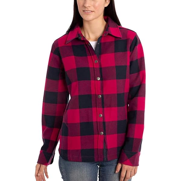 Orvis Women's Fleece Lined Shirt Jacket (Hot Pink/Navy Buffalo