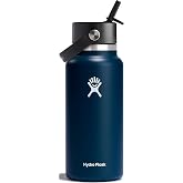 Hydro Flask Water Bottle - Insulated Stainless Steel - Wide Straw Lid, Non Spill, Leakproof in 32 Oz Indigo Blue