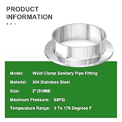TAISHER 5PCS 304 Stainless Steel 2" Tube OD Weld