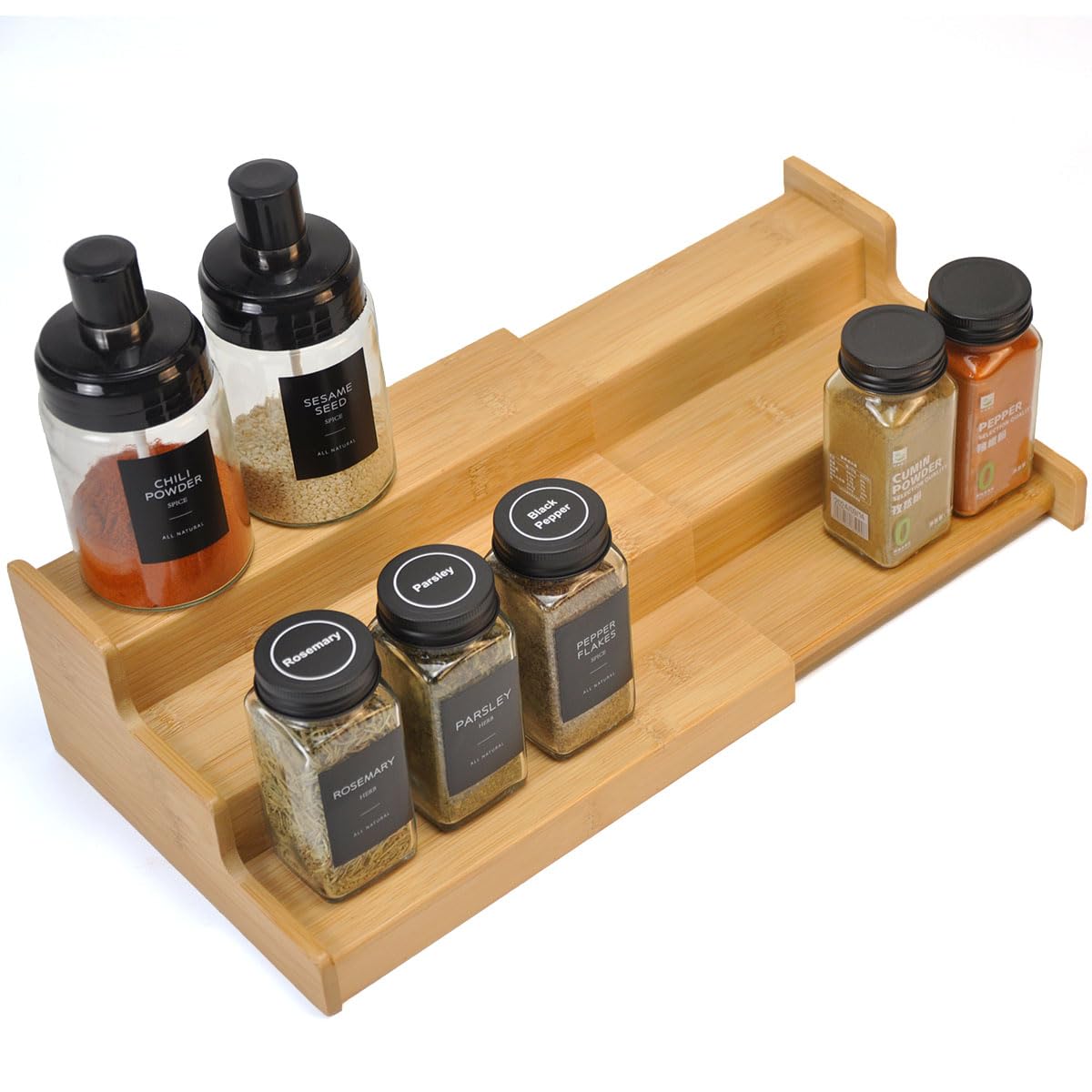 Photo 1 of JinDoWin Spice Rack Organizer For Cabinet, Spice Organization For Cabinet, Spice Rack For Countertop,15.7 Inch Adjustable Seasoning Organizer Spice Organizer (1 Pack, Medium)