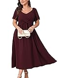 SCOMCHIC Women Plus Size Midi Dresses Short Sleeve