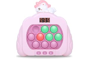 HLXY Quick Push Pop Game Fidget Toys, 12 Modes LED Screen Light Up Fast Push Bubble Game, Handheld Speed Pushing Game, Christmas Toys Gifts for 6 7 8 9 10 11 12 Years Old Kids Stocking Stuffers (Unicorn)