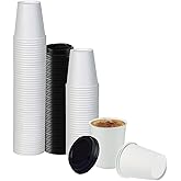 Smygoods White Disposable Paper Coffee Cups with Lids (12 OZ, 25 Count) For Hot Beverages, Tea, Espresso, Cocoa - To Go Drink Containers, Café & Office