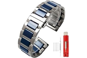 Luxury Black White Blue Green Brown Pink Ceramic Watch Band Stainless Steel Watch Bracelets Deployment Clasp Metal Watch Stra