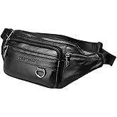 Vooo4cc Leather Fanny Pack Mens Genuine Leather Waist Bag Sport Travel Hiking