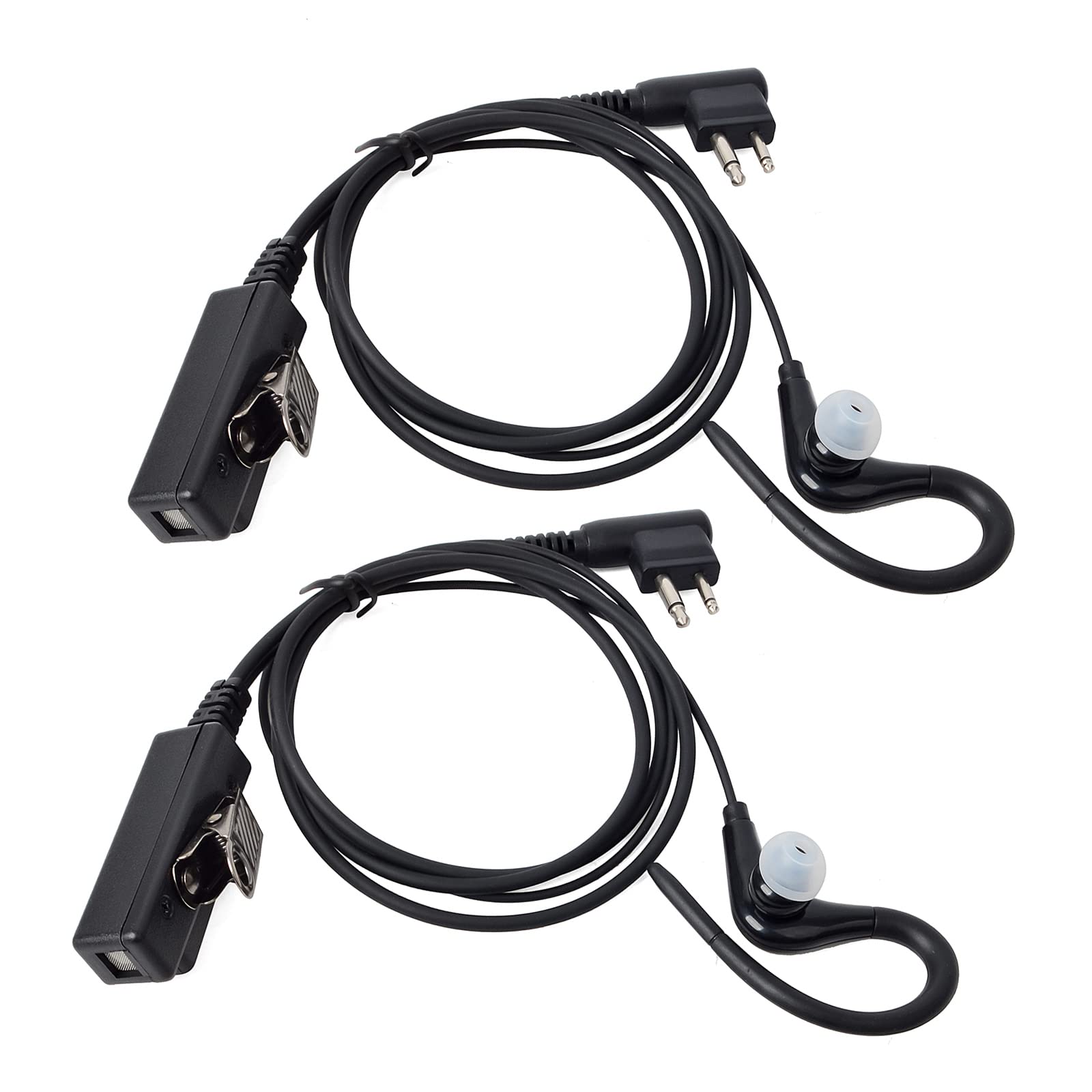 HYSHIKRA G Shape Ear Piece, Built-in Microphone and PTT, G Hanging Earbud Headsets Compatible for CP040 DP1400 GP300 CP88 Walkie Talkie (2 Pack)