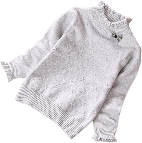 Amazon えみり ガールズ セーター ボウタイ付き 可愛い フリル 女の子 ニットセーター トップス タートルネック 長袖 子供服 通学 通園 春秋冬 韓国風 大きいサイズ 6色 セーター 通販