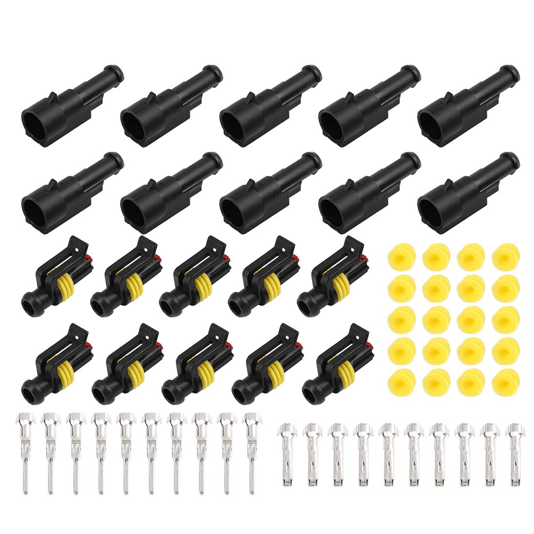 X AUTOHAUX 1 Pin Way Car Waterproof Electrical Connector Terminals 10 Sets