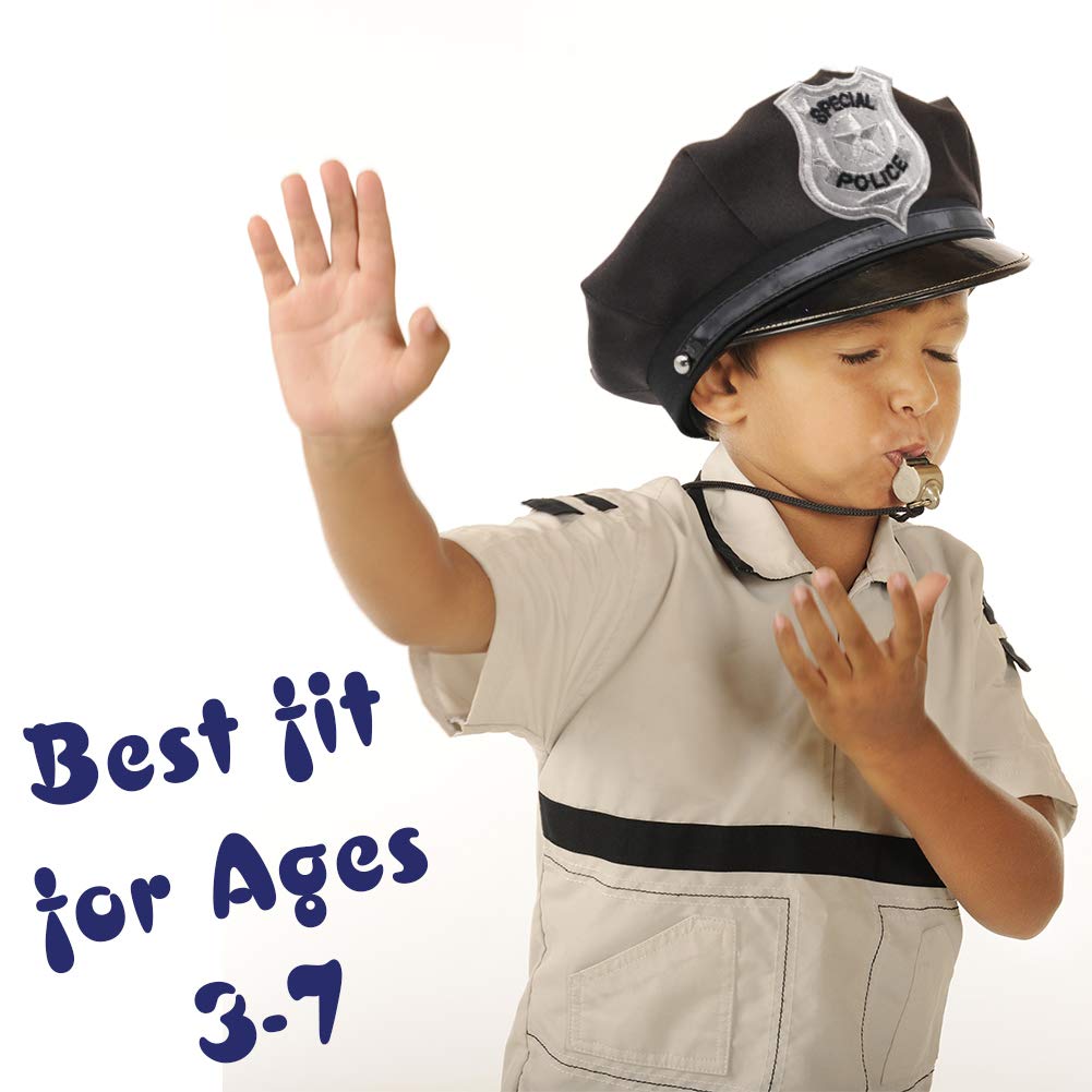 3 Otters Police Hat, Whistle, Handcuffs Party Set - 4 PCS Stocking Stuffers for Kids' Cosplay & Dress Up