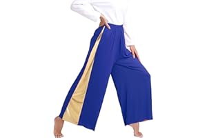 vastwit Praise Dance Palazzo Pants Metallic Patchwork Wide-Leg Trousers Liturgical Dance Pants for Women