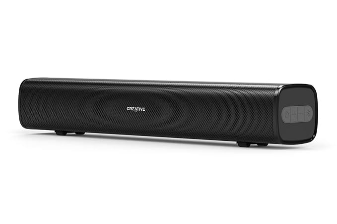 Creative Stage Air Tragbare und kompakte, über USB mit Strom versorgte Under-Monitor-Soundbar für Computer mit Passivmembran 