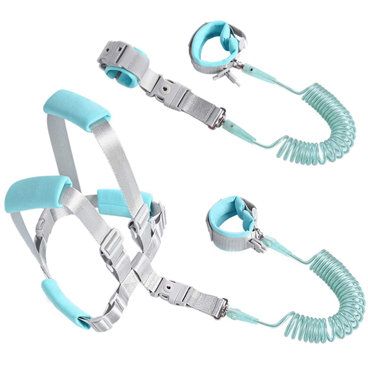 2-in-1 Child Safety Harness, Adjustable Anti-Lost Wrist Strap with Secure Lock, 2m Walking Reins for Toddlers 1+ Years - Light Green