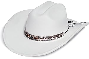 YOUBADU Faux Suede Felt Western Cowboy Hat for Women or Men, Wide Brim, Rivet Strap