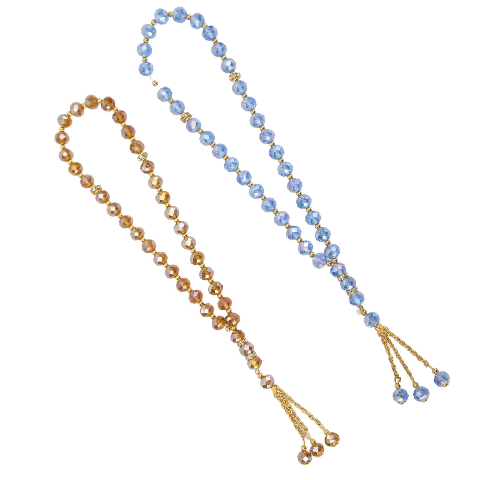 Prayer Beads Worship Decoration Muslim Gift Blue Sapcer Beads Tasbih Spacer Beads Rosary Cute Mini 2Pcs 33 Beads Beads Bead Assortments