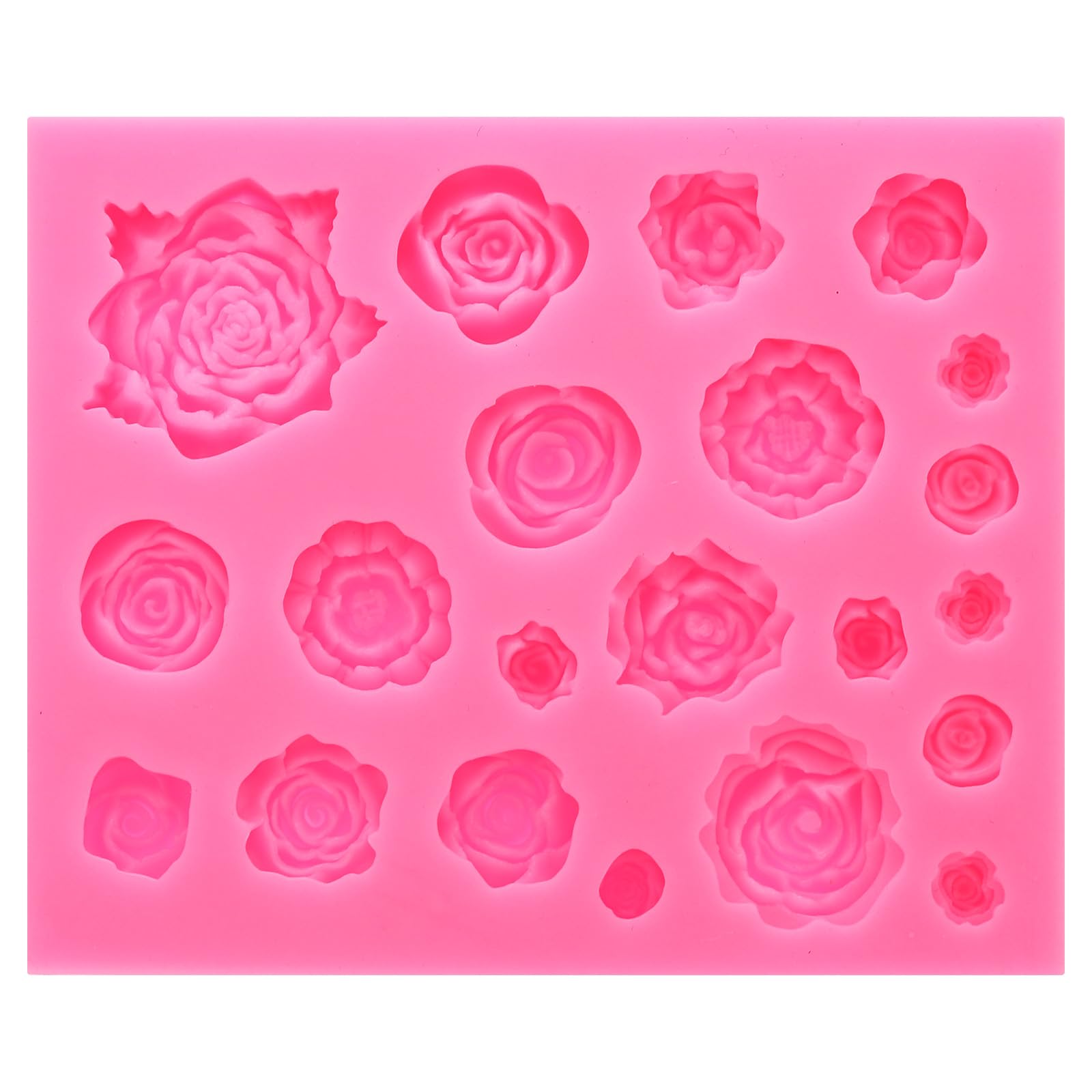 PATIKIL Polymer Clay Mold, Clay Mold Fondant Mold Roses Flower Mold Silicone for Crafts Air Dry DIY Cake Chocolate Candy Sugar Baking, Pink