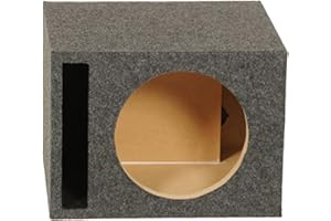 Q Power Single 12-Inch Vented Heavy Duty Subwoofer Enclosure with 1-Inch Thick MDF Face and Gold Tipped Spring Loaded Terminal Charcoal Grey