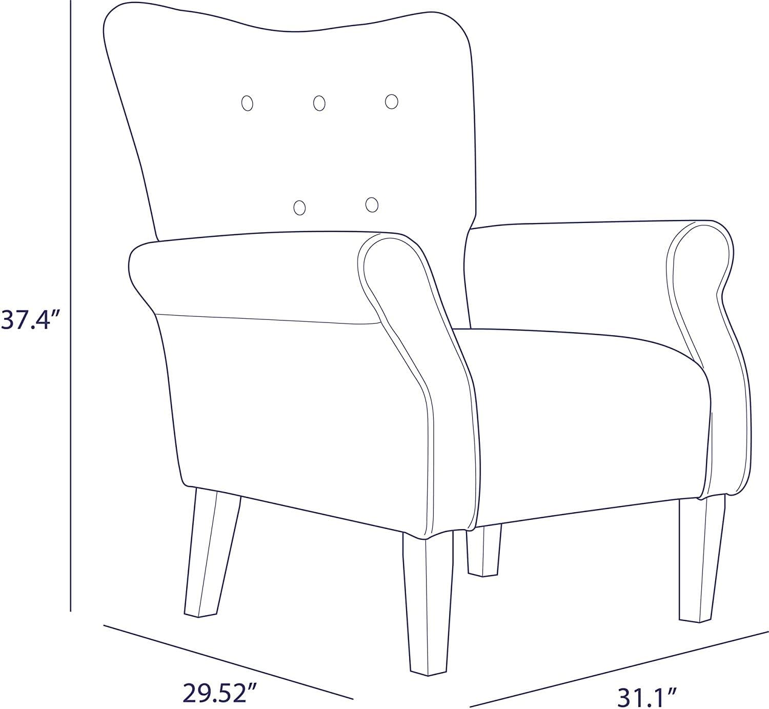 Merax Modern Upholstered Accent Chair Armchair for Bedroom, Living Room or Office, Linen, Including Thick Cushion and Wooden Legs, Brick: Furniture & Decor