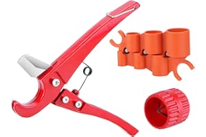MOJIEZUO Tubing Cutter 1/8" to 1-3/8" for Pipe Copper PVC with Extra Blade and Reamer, Depth Gauge and Pipe Deburring Tool Kit, 1/8'' to 1-5/8'' Inner Outer Reamer Pipe Tubing Chamfer Tool for PVC PPR Aluminum