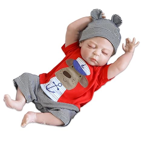 iCradle Silikon Ganzkörper Silikon Baby Puppe Weiche 18 Zoll / 23 Zoll Reborn Babypuppe Look Echte Nette Lebensechte 45cm/57c