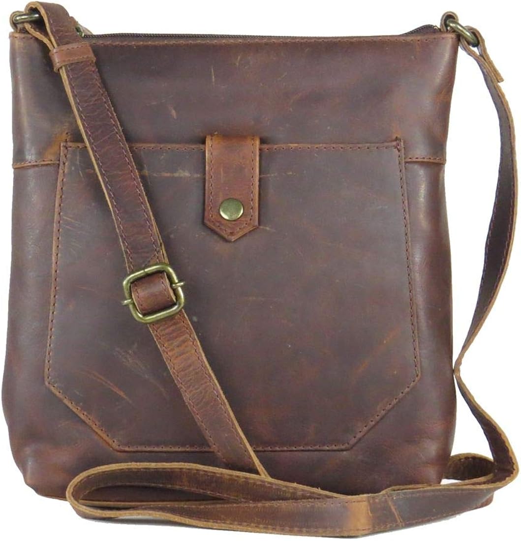 Paul & Taylor Genuine Leather Distressed Vintage Style Crossbody