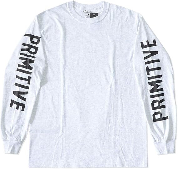 Amazon Primitive プリミティブ ロンt ロングtシャツ 長袖 無地ボディ アームプリント M Ice Heather Tシャツ カットソー 通販