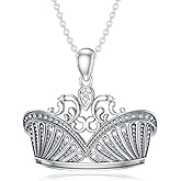 LWXIE Diamond Crown Pendant for Women 925 Sterling Silver Diamond Crown Necklace Diamond Jewelry Gifts for Christmas Birthday