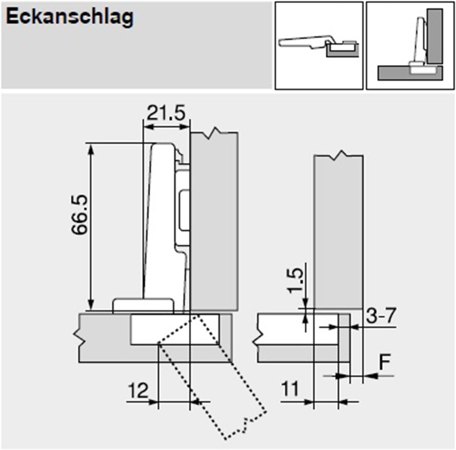 Blum Clip top Blumotion Furniture Hinge Integrated 107 Degree Set Square., 105033056, Silver, Eckanschlag | 10 Stk - Image 4
