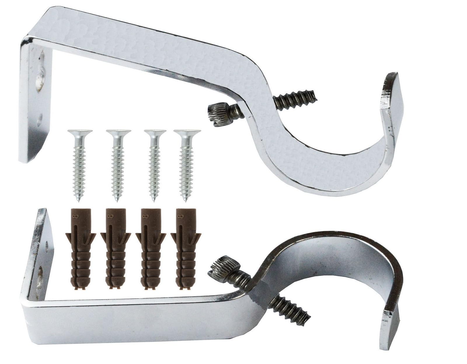 [Pack of 2] Curtain Pole Brackets 35mm Heavy Duty Metal with Wall Plug Screws Premium Curtain Wall Rail Pipe Rod Support Bracket Holder Durable Scratch Rust Resistance (Silver, 35mm)