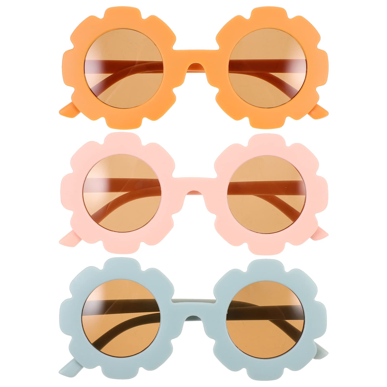Amosfun 3Pairs Toddler Sunglasses Girl Sunflower Sunglasses Baby Sunflower Glasses