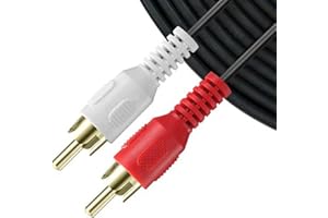 SatelliteSale 2 Male to 2 Male RCA Audio Stereo Composite Cable Universal Wire PVC Black Cord 15 feet