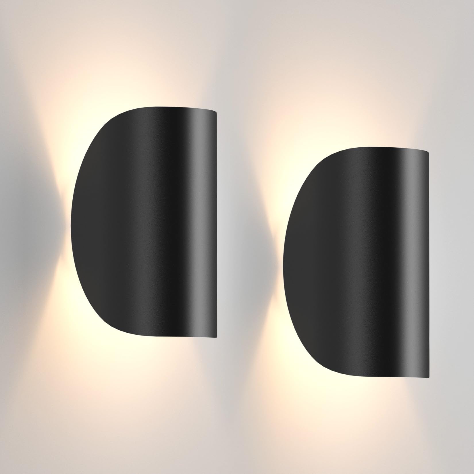 Photo 1 of Aipsun Black Modern LED Wall Sconce Indoor Wall Lights 2 Packs Hardwired Up and Down Wall Mount Light for Living Room Bedroom Hallway Corridor Conservatory Warm White 3000K(with G9 Bulbs)