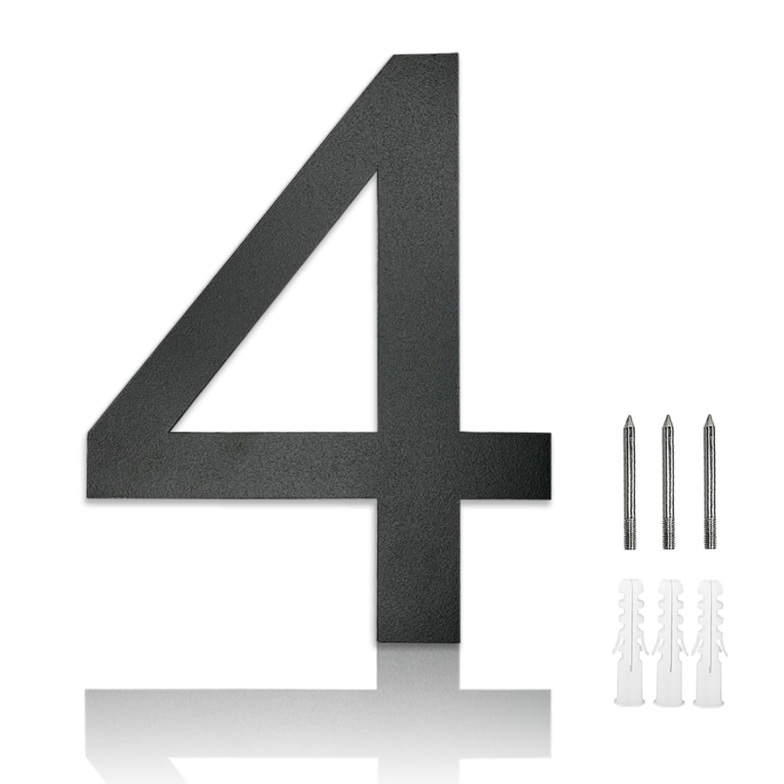 MOLVCE 8 inch Large House Number for Outside Floating, Anthracite Solid Stainless Steel RAL 7016 Anthracite Door Number Fine Structure Powder Coated, Sign Screw On, Font Arial - Number 4
