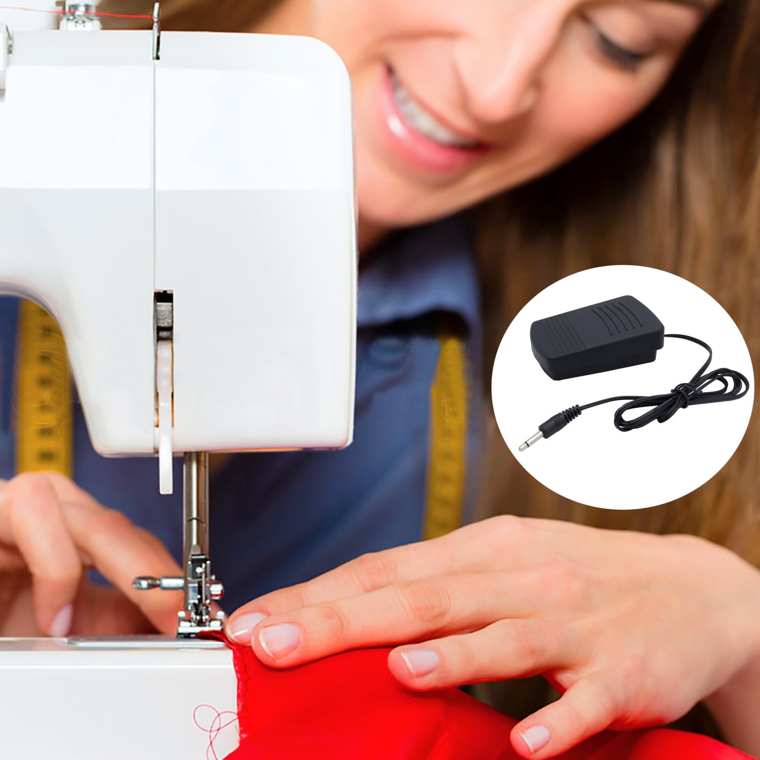 1.5M Mini Sewing Machine Foot Pedal,Household Momentary Sewing Machine Foot Switch On Off Operated Pedal Controller for 6V Small Sewing Machines 202 Making