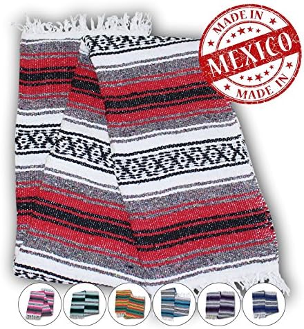 Yogi Yoga Premium Mexican Bed Blanket – Beautiful, Bright and Comfortable Serape Rug