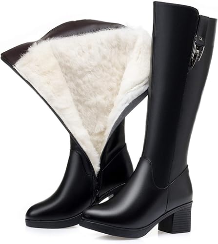 Amazon ダキシ ロングブーツ 25 0cm ブーツ ジョッキーブーツ 黒 ヒール ロング レディース ヒール6cm コスプレ 秋 冬 レディースブーツ 大きいサイズ 厚底 婦人靴 通勤 滑り止め 歩きやすい 太ヒール ハイヒール 痛くない スノーシューズ ブラック 裏ボア 袴