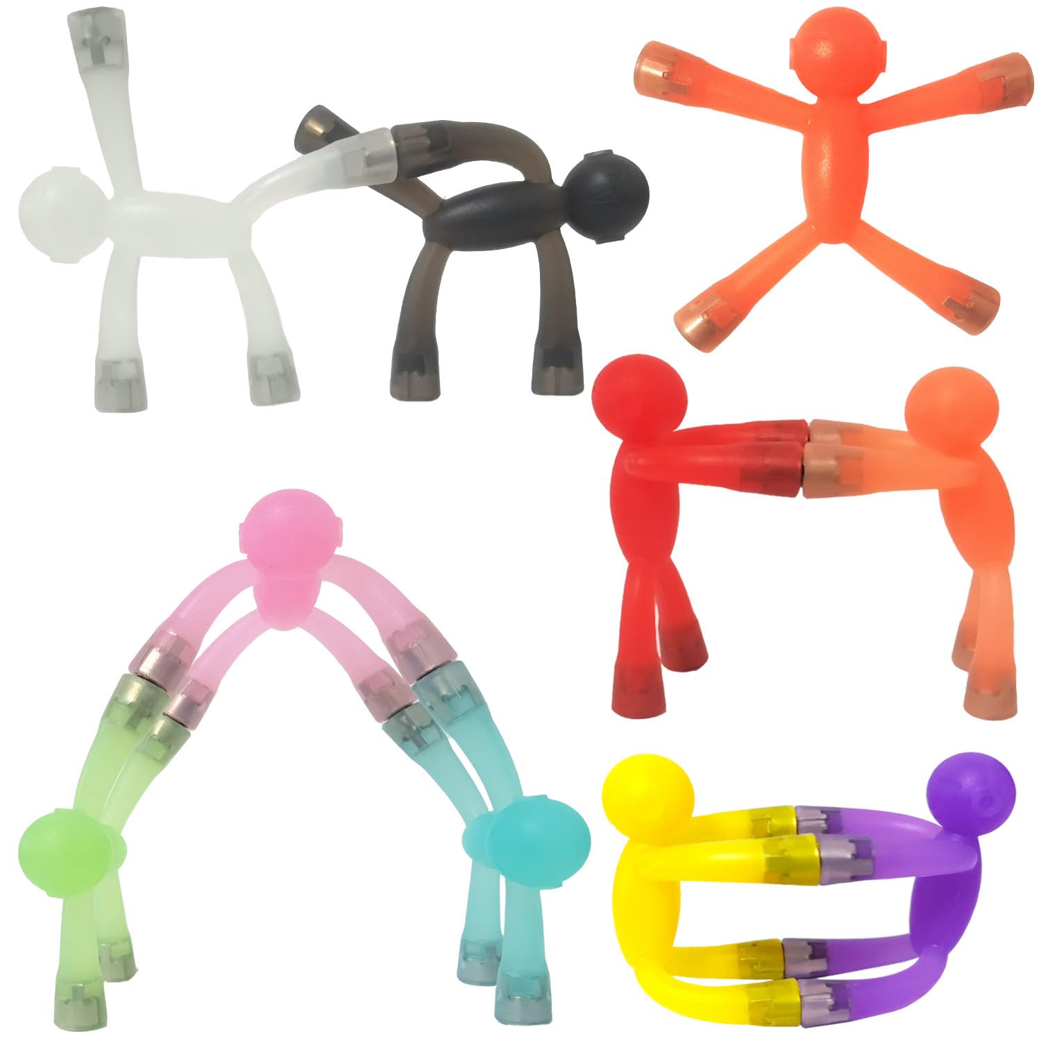 JRD&BS WINL Mini Man Magnetic Toy For Kids Travel Toys Fridge Magnets For All Age Anxiety Relief 10 Pcs Rubber Magnet Men Educational Fidget Toys for 3-12 Year Old (Transparent)