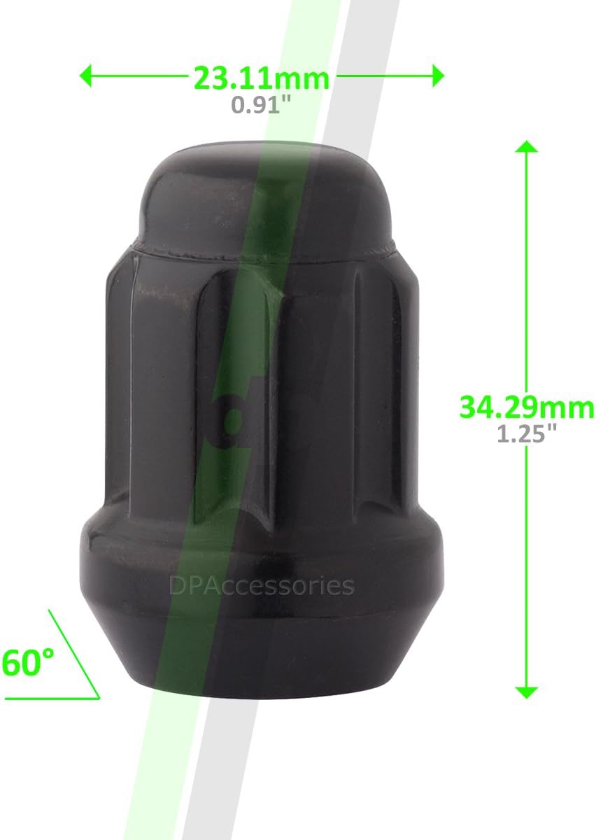 DPAccessories LCS3N8HE2BK04020 20 Black 14x1.5 Closed End Duplex Spline Tuner Lug Nuts for Aftermarket Wheels Wheel Lug Nut: Automotive