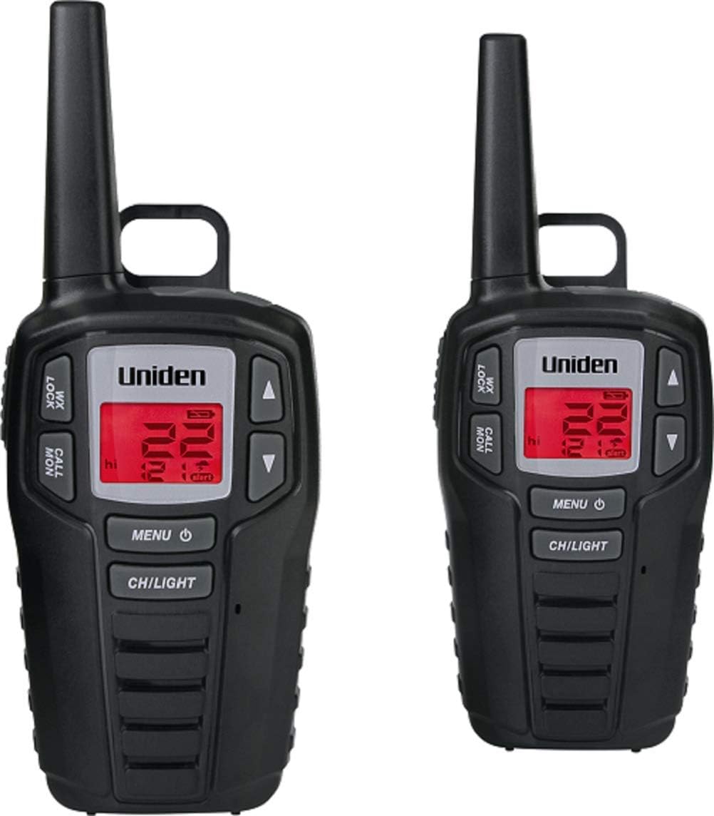 Uniden SX167-2C Up to 16 Mile Range, FRS Two-Way Radio Walkie Talkies, Rechargeable Batteries with Convenient Charging Cable, NOAA Weather Channels, Roger Beep, 2-Pack Black Color